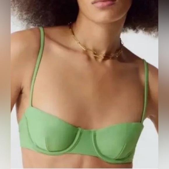 NWT J Crew Balconette Underwire Bikini Top Sage Green Size 32A Beach Swim - Picture 1 of 10